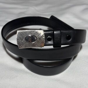 Black Glove Leather Womens Miller Equestrian Belt - Size 38